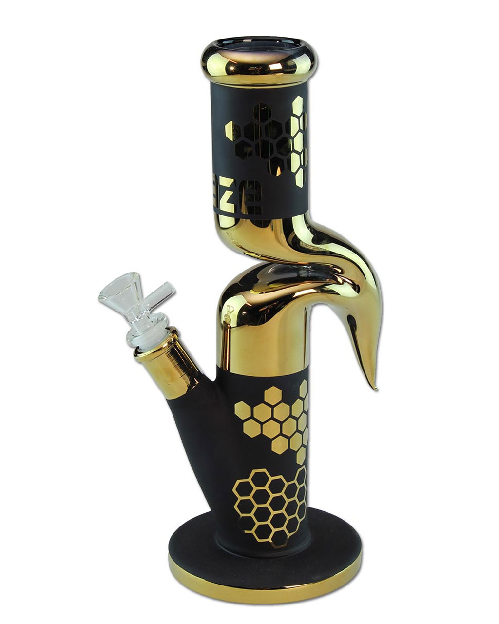 BLAZE GLASS Zickzack Bong 'Gold Honeypot' | 33 cm