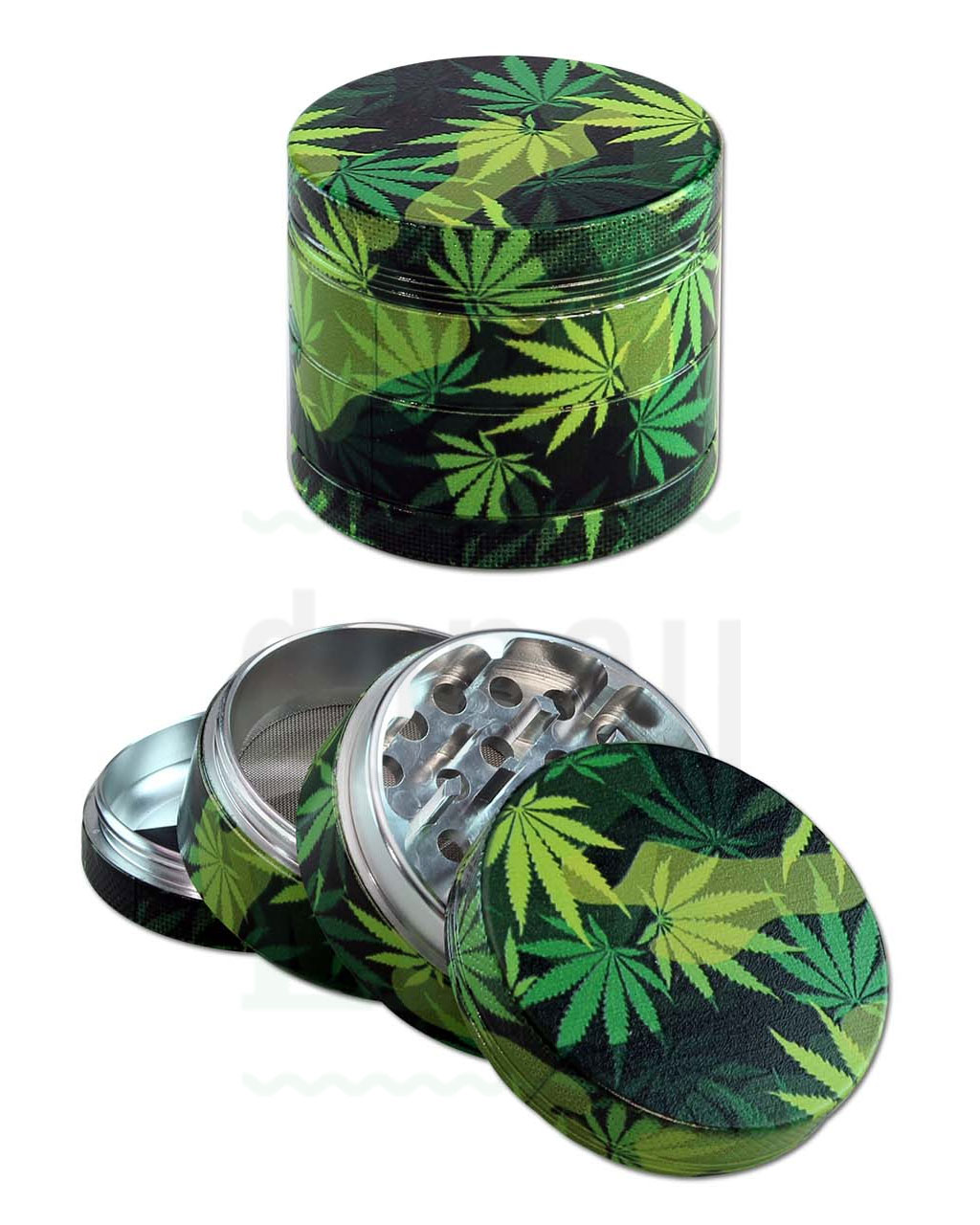 BLACK LEAF Aluminium Grinder 'Hanfblätter' | Ø 54 mm