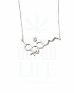 Sterling Silver THC Molecule Halskette 48 cm | Pink Stones