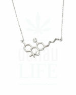 Sterling Silver THC Molecule Halskette 48 cm | White Stones