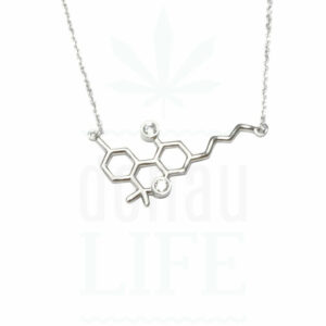 Sterling Silver THC Molecule Halskette 48 cm | White Stones