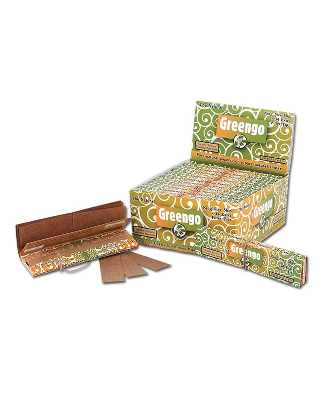 GREENGO Kingsize Papers 'The Natural' ungebleicht | 33 Blatt + 34 Tips